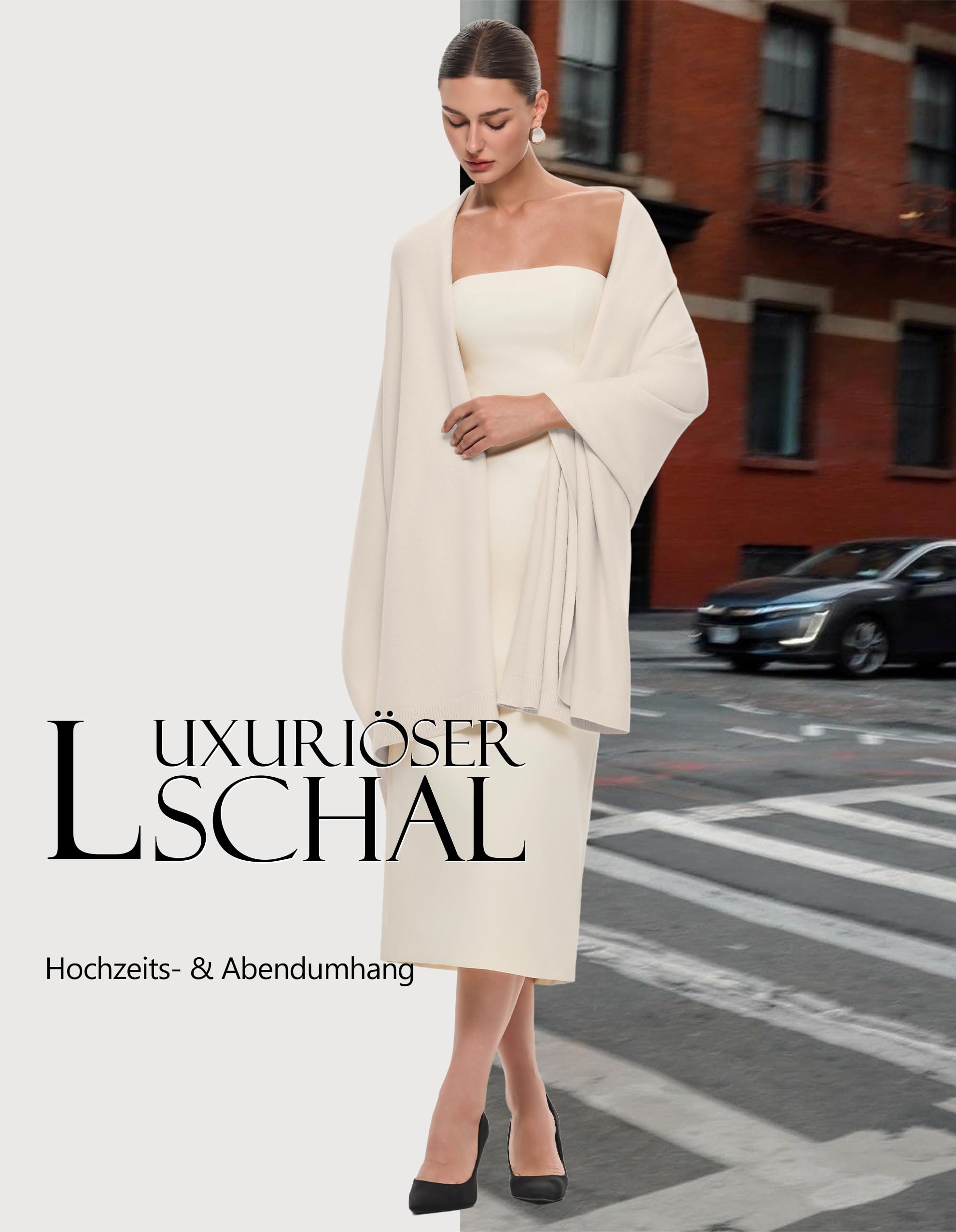PULI Damen Pashmina Schal Festlich Abendkleider Hochzeit Stola