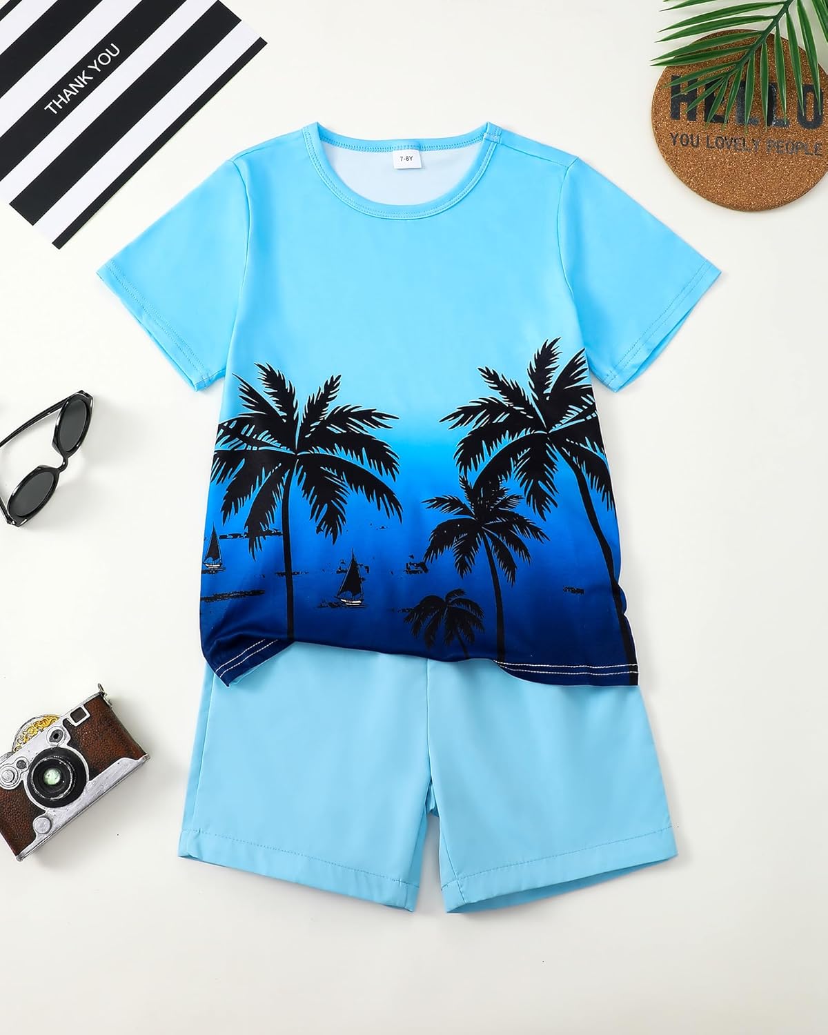 Boy Clothes Kids Boy's Summer Outfits Shorts Sleeve Crewneck T Shirt Tops Tees Shorts Sets Boy's 2 Piece Outfits - Image 6