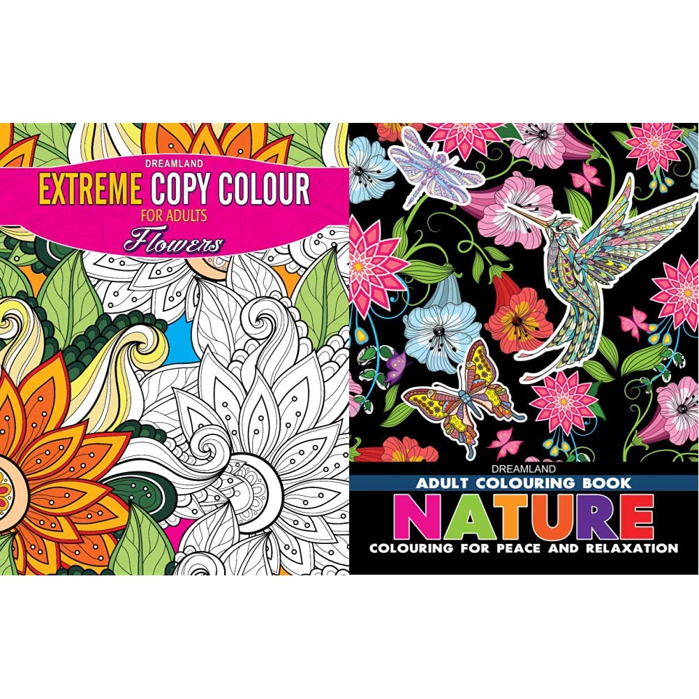 Extreme Copy Colour - Flowers + Nature - Adult Colouring Book for Peace & Relaxation (Set of 2 Books)