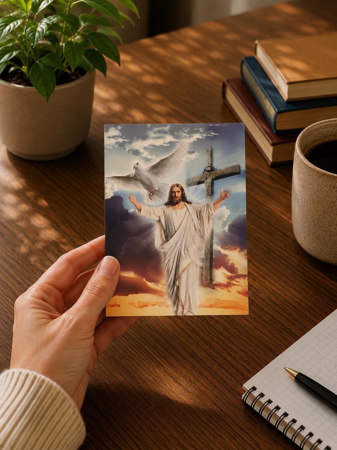 Funeral Memorial Prayer Cards (50 Cards) FPC1151EN God Welcoming (Custom Printed - Select Desired Prayer)