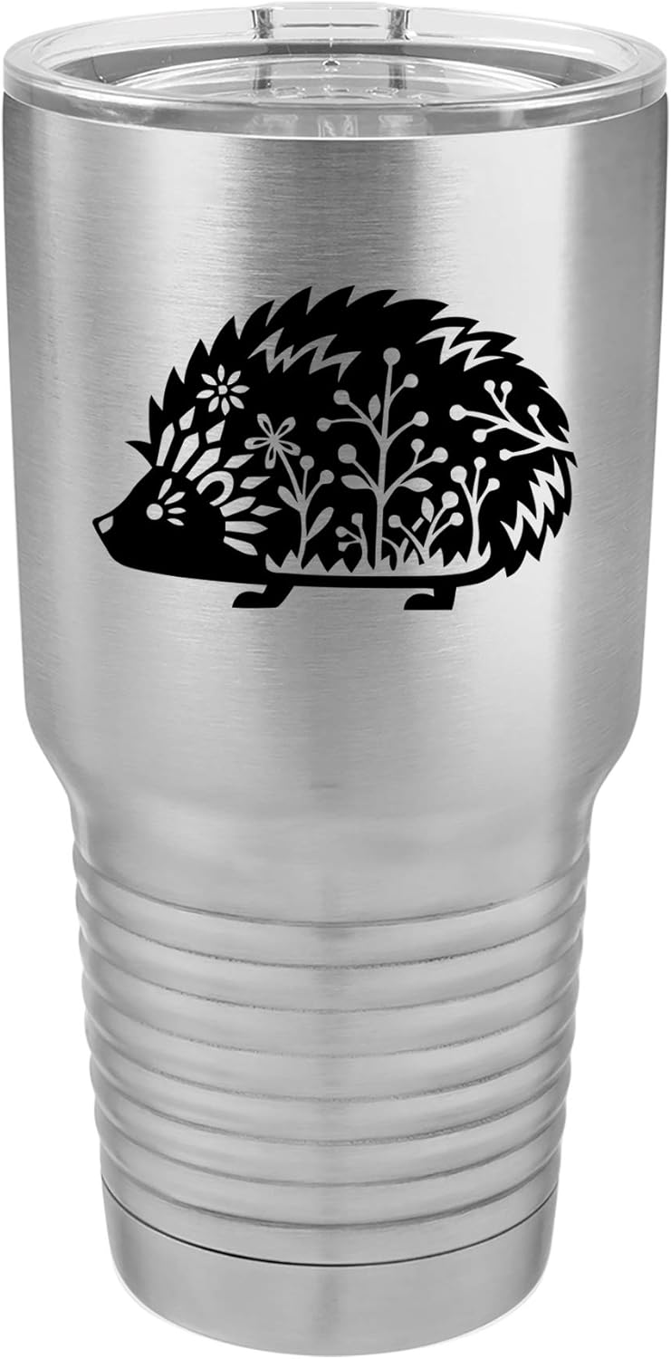 Tumbler Stainless Steel Vacuum Insulated Travel Mug Fancy Hedgehog (Hot-Pink, 20 oz)