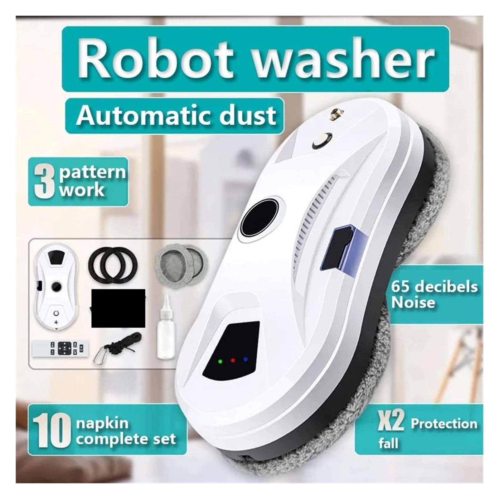 Aspiradora inalámbrica recargable for ventanas, limpiacristales, paredes y vidrios, robot con pulverizador automático. múltiples modos
