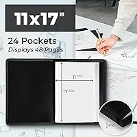 Vista 2 de Dunwell Carpeta de álbum de portafolio de arte (negro) - Carpeta de cartera de 11 x 17 pulgadas para obras de arte, 24 fundas de plástico, libro
