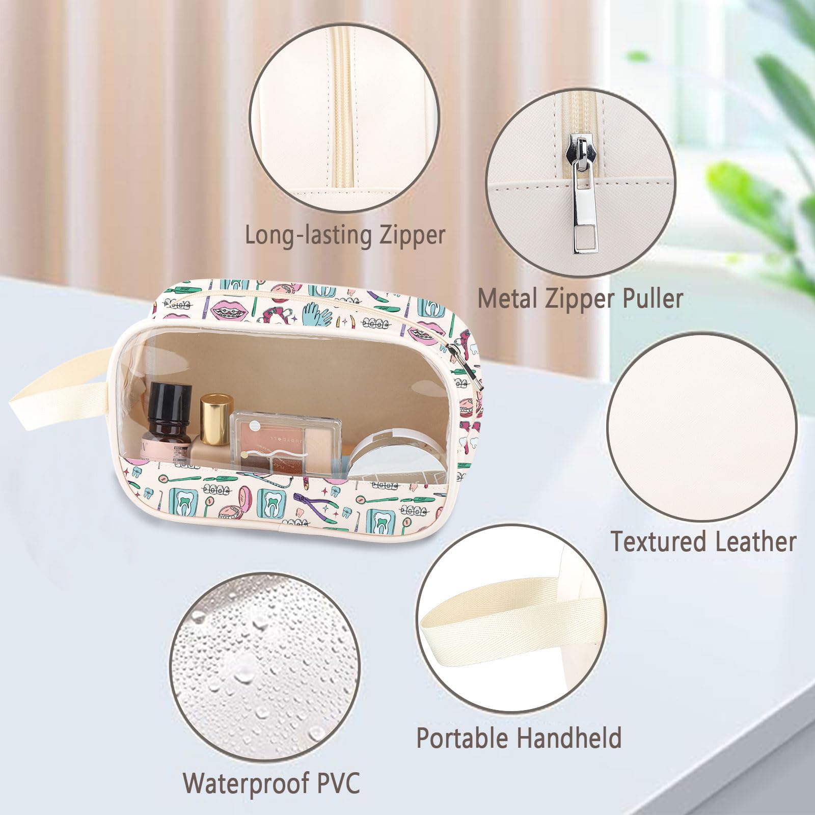 Bolsa de maquillaje transparente para dentista, ortodoncista, regalo de agradecimiento para ortodoncista, bolsa de cosméticos de piel sintética, Keep It Pu, No