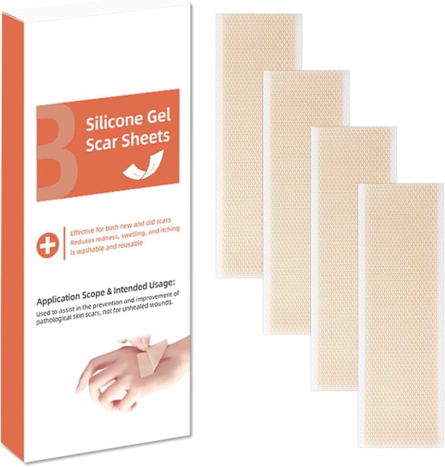 Folhas de silicone para remoção de cicatrizes após pós-operatório, tiras adesivas para cesariana, queimadura, alternativa de cura, 4 peças