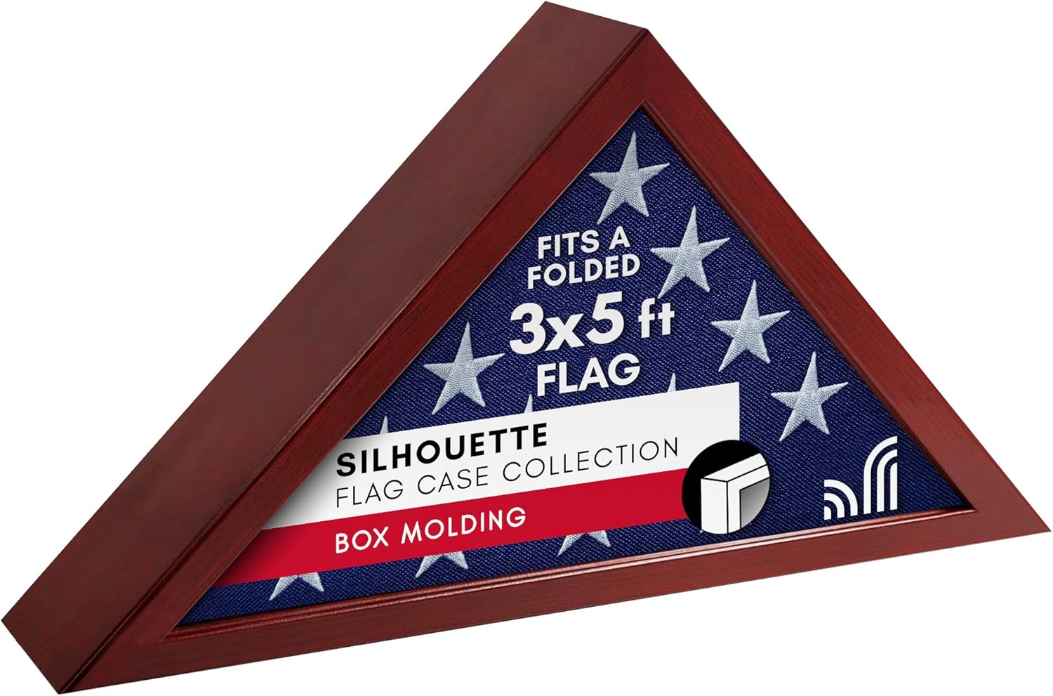 Americanflat Small Flag Case Frame - Mahogany Style Wrapped MDF | Fits a Small Size 3’x5' Folded Flag | Memorial Flag Display Case for Table or Wall Display with Hanging Hardware Included Mahogany Modern
