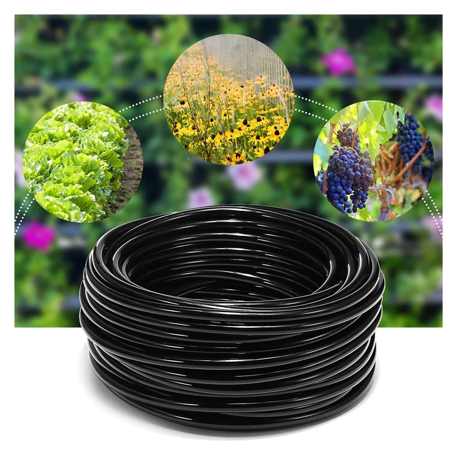 Tubería de agua de PVC de 4/7 mm for sistema de riego por goteo de jardín | Tubo de riego de PVC for sistemas de riego de invernaderos y jardines.(20m (65.61ft))