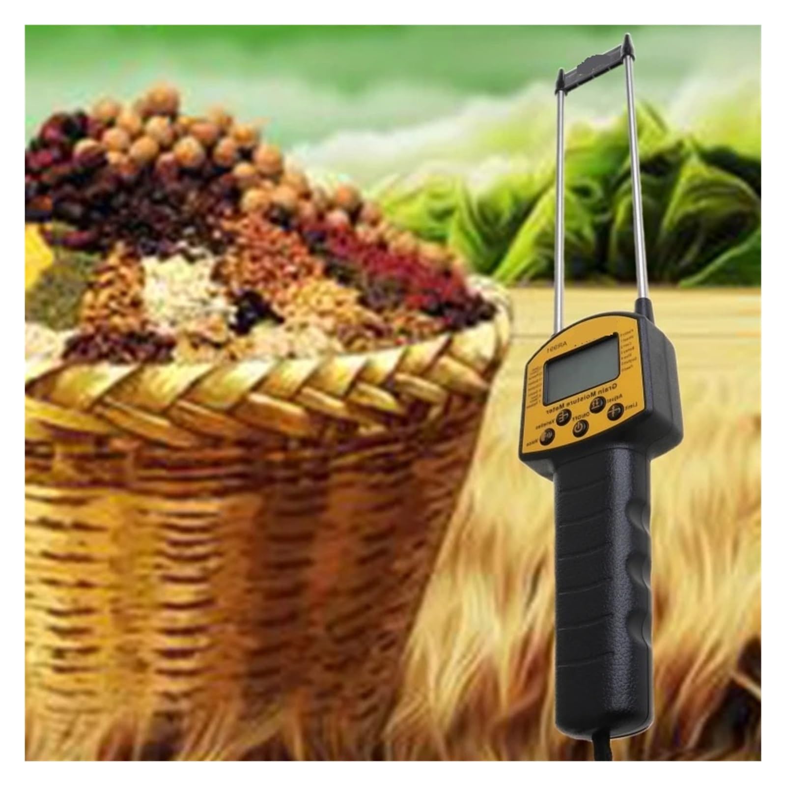 Getreidefeuchtemessgerät, LCD-Digitalanzeige mit Sonde for Mais, Weizen, Reis, Bohnen, Weizenmehl, Futter, Raps Genau