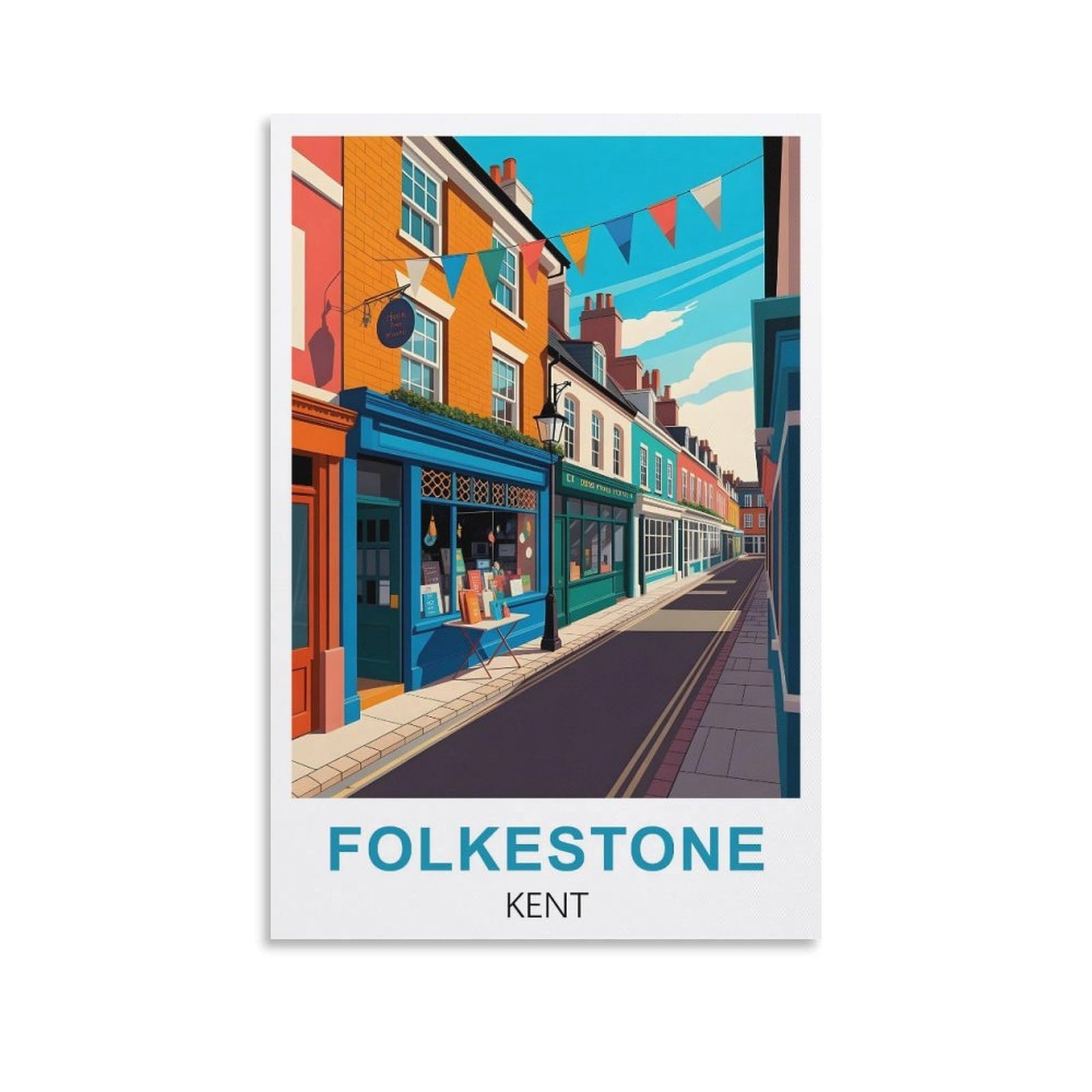 EZMLFA 5D Diamond Painting Kits,Folkestone Kent,Diamond Painting Kits for Beginners Round Full Drill Painting with Diamonds Gem Art for Home Wall Decor 30x40cm