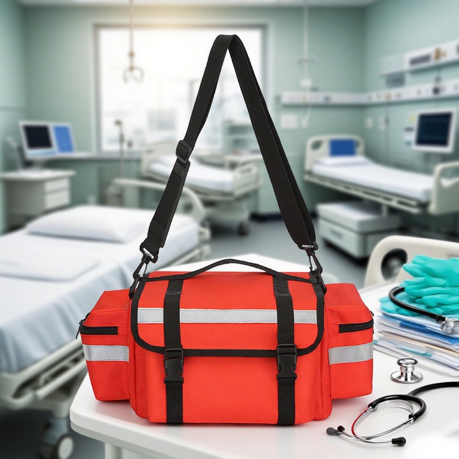 Cassetta Pronto Soccorso Professionale Borsa Medica Trauma con Riflettente, Grande capacità Borsa Medica di Emergenza,Portatile Impermeabile First Aid Kit Vuota per Viaggi Casa Sportiva B