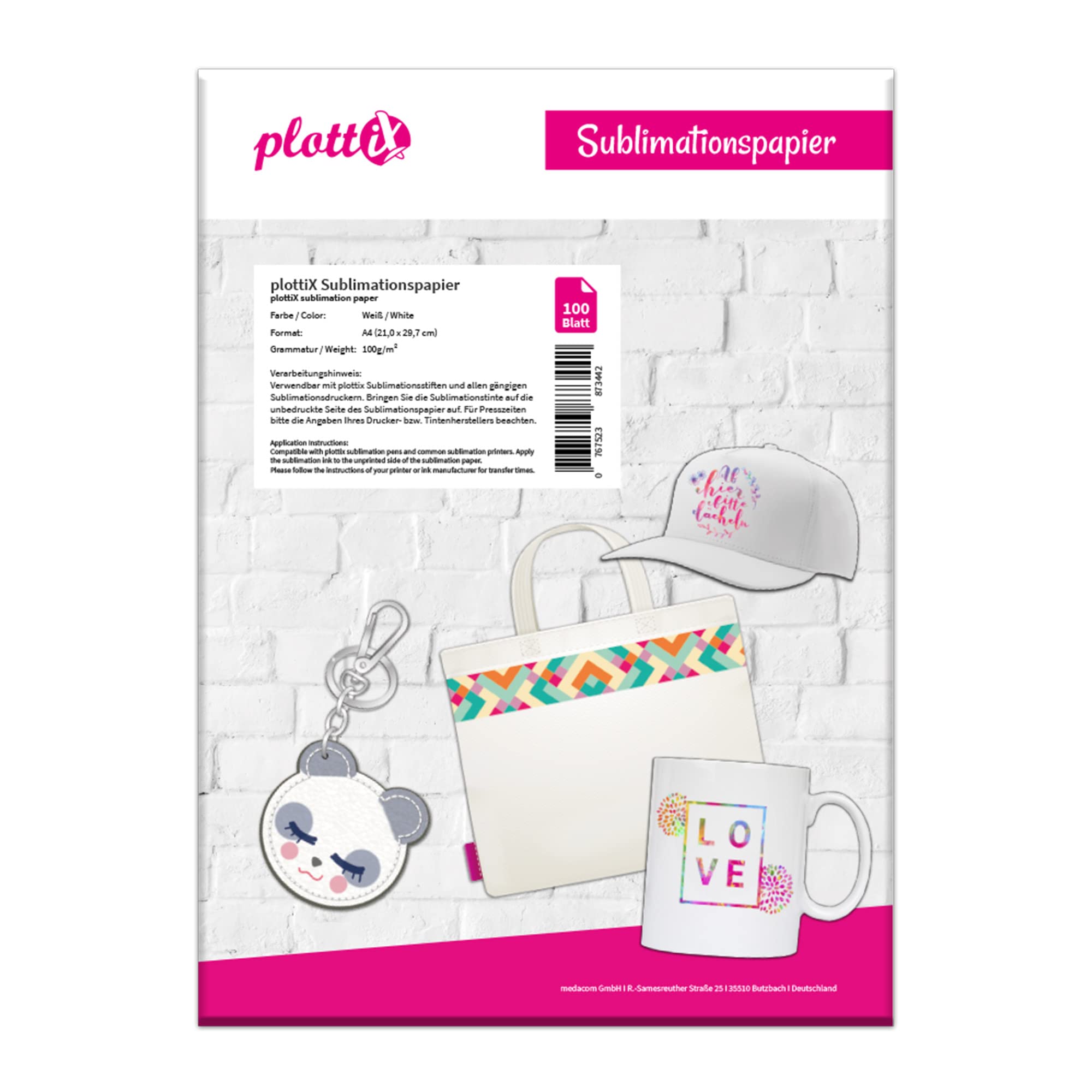 plottiX - Sublimationspapier - DIN A4-100 Blatt