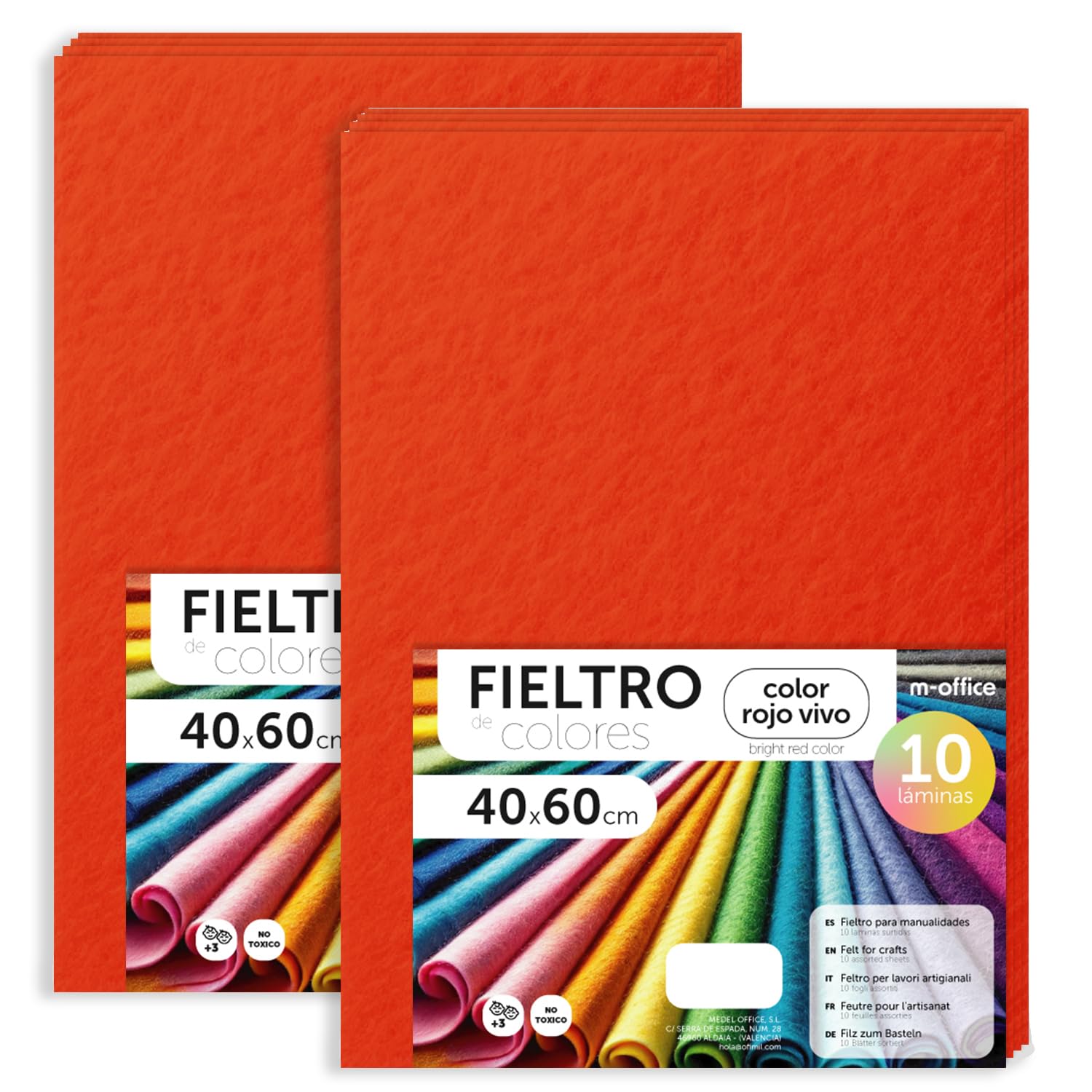 Fieltro para Manualidades, Fieltro de Colores, Suave y Flexible, Material para Costura, Telas Patchwork, Ideal para proyectos DIY, artesanía o decoración, 20x30cm - m-office (rojo, 10 uds) — view 104