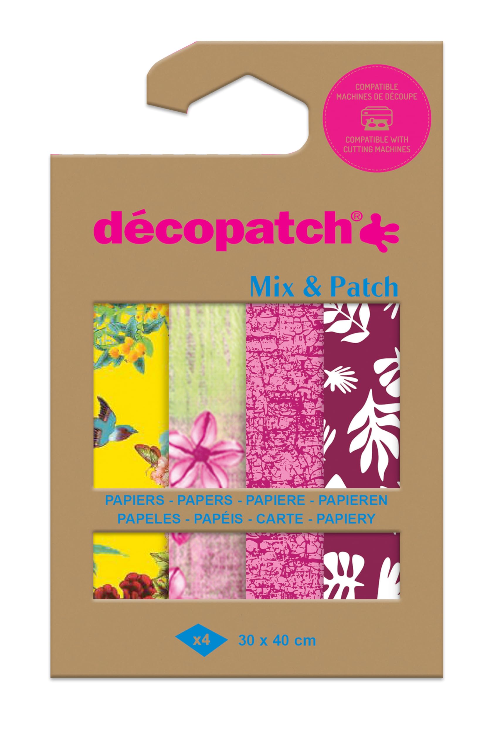Décopatch DP046C - A Pouch of 4 Décopatch Sheets - Dimensions : 30x40cm - Printed Papers, A Trip to Kyoto - Mix & Patch - from 5 Years, DIY, Design, Renovation