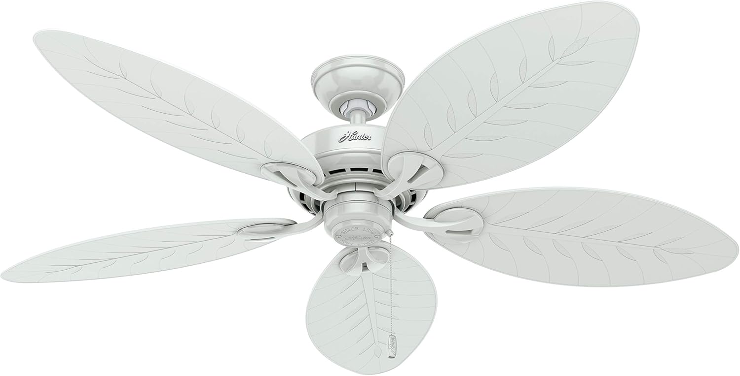 Hunter Fan 54 inch Casual White Outdoor Ceiling Fan with 5 Blades (Renewed)