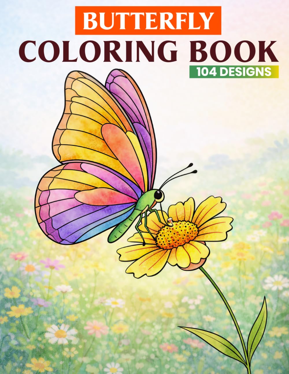 Butterfly Coloring Book for Adults: 104 Beautiful Butterfly Designs for Stress Relief and Relaxation-Single-Sided Pages, 8.5 x 11 Large Print