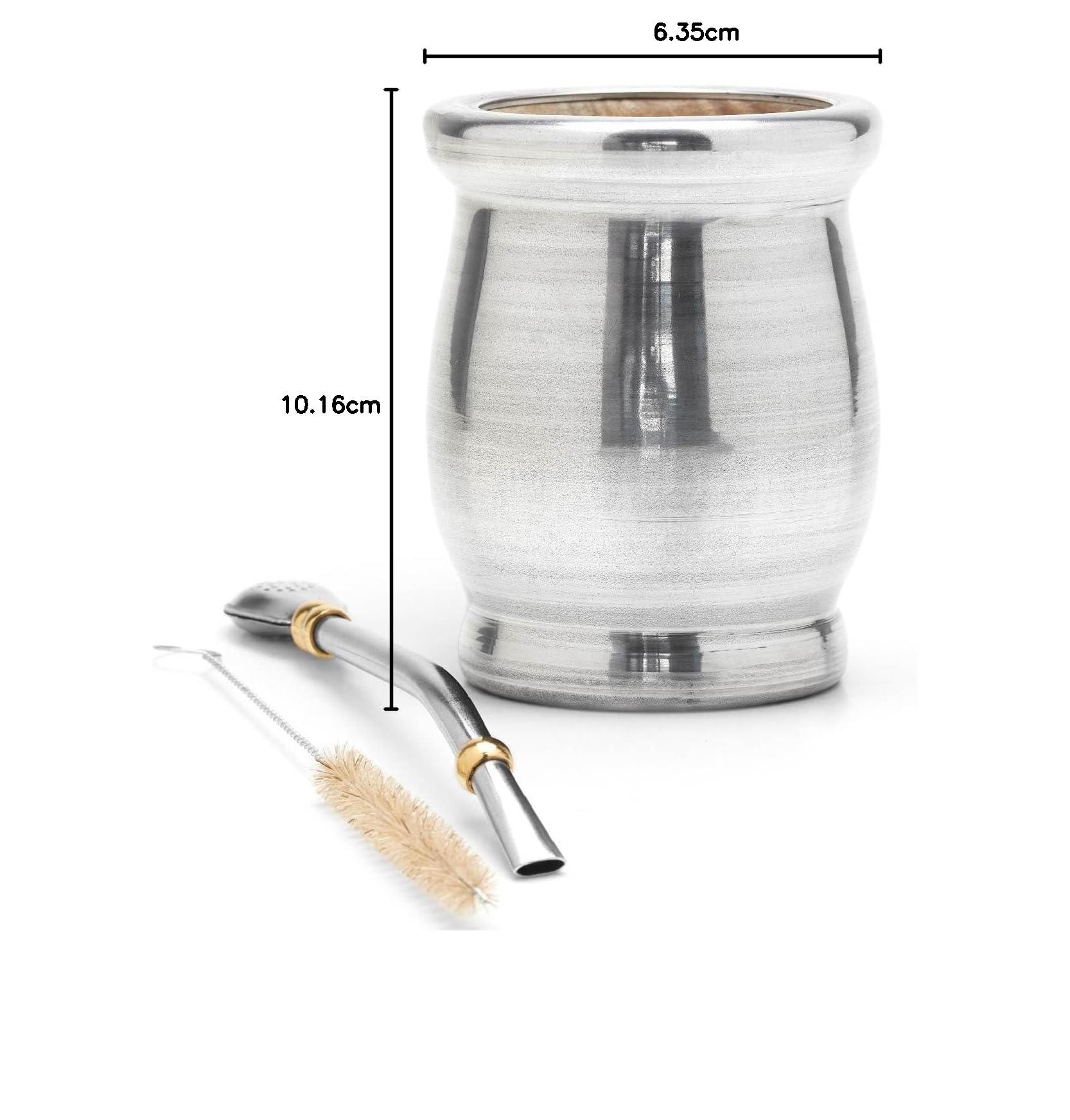 BALIBETOV Mate Argentino Set Legno Yerba Mate - Palo Santo Tradizionale Avvolto in Alluminio (Tazza Mate) con Bombilla (Paglia Yerba Mate) (Alluminio)