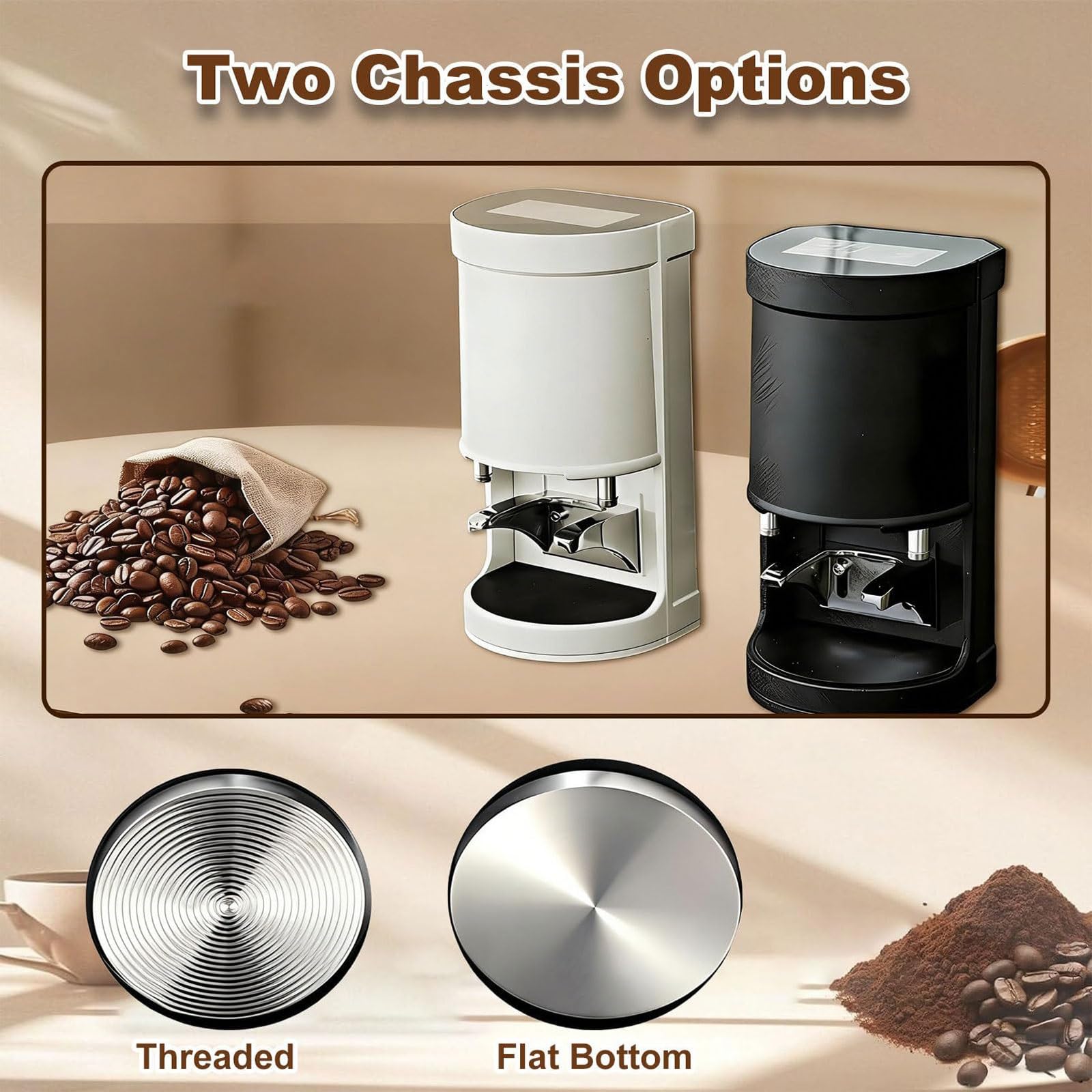 Pressino Automatico Per Caffè Espresso, Pressino Elettrico Da 58 Mm Pressino Commerciale Per Caffè 1-3 Cicli Di Pressatura Pressione 5-30 Kg Per Caffetterie E Uso Domestico(White Threaded)