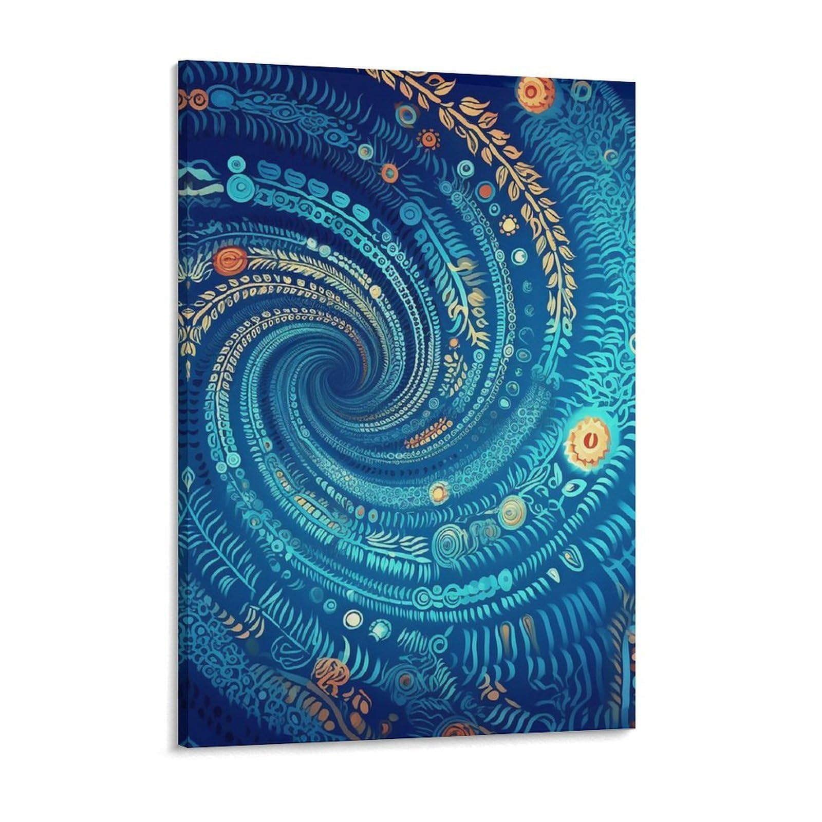 Blue Hippie Art Canvas Wall Art for Bedroom 12x16inch Canvas Prints Artwork for Walls Modern Picture Artwork Painting for Living Room Aesthetic Wall Paintings for Bathroom Kitchen Office Deco