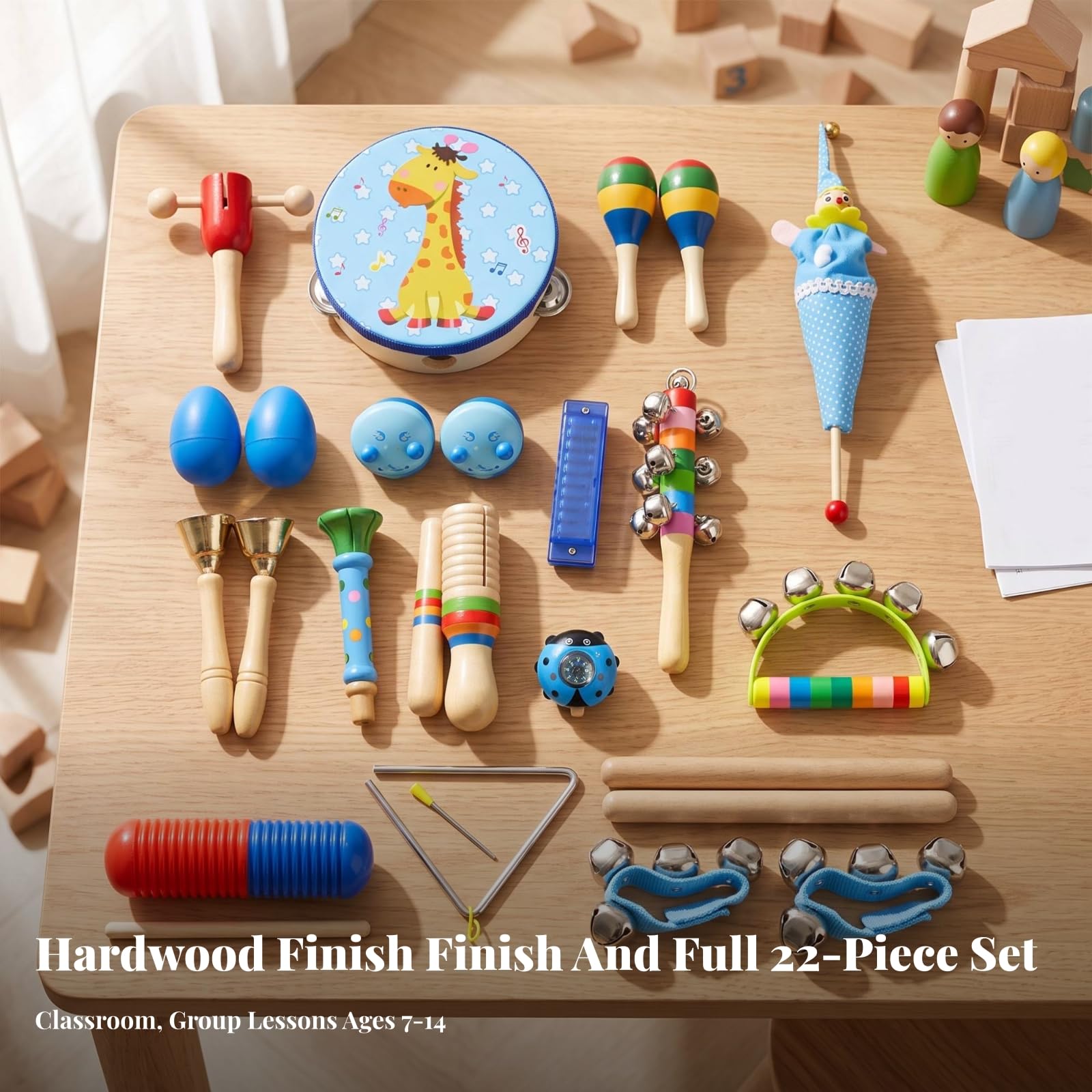 22 Pezzi Set di Strumenti Percussivo | Sviluppo ritmico e Coordinazione, Kit Le per Bambini, educativo, Kit di Strumenti li Percussione, Rosso