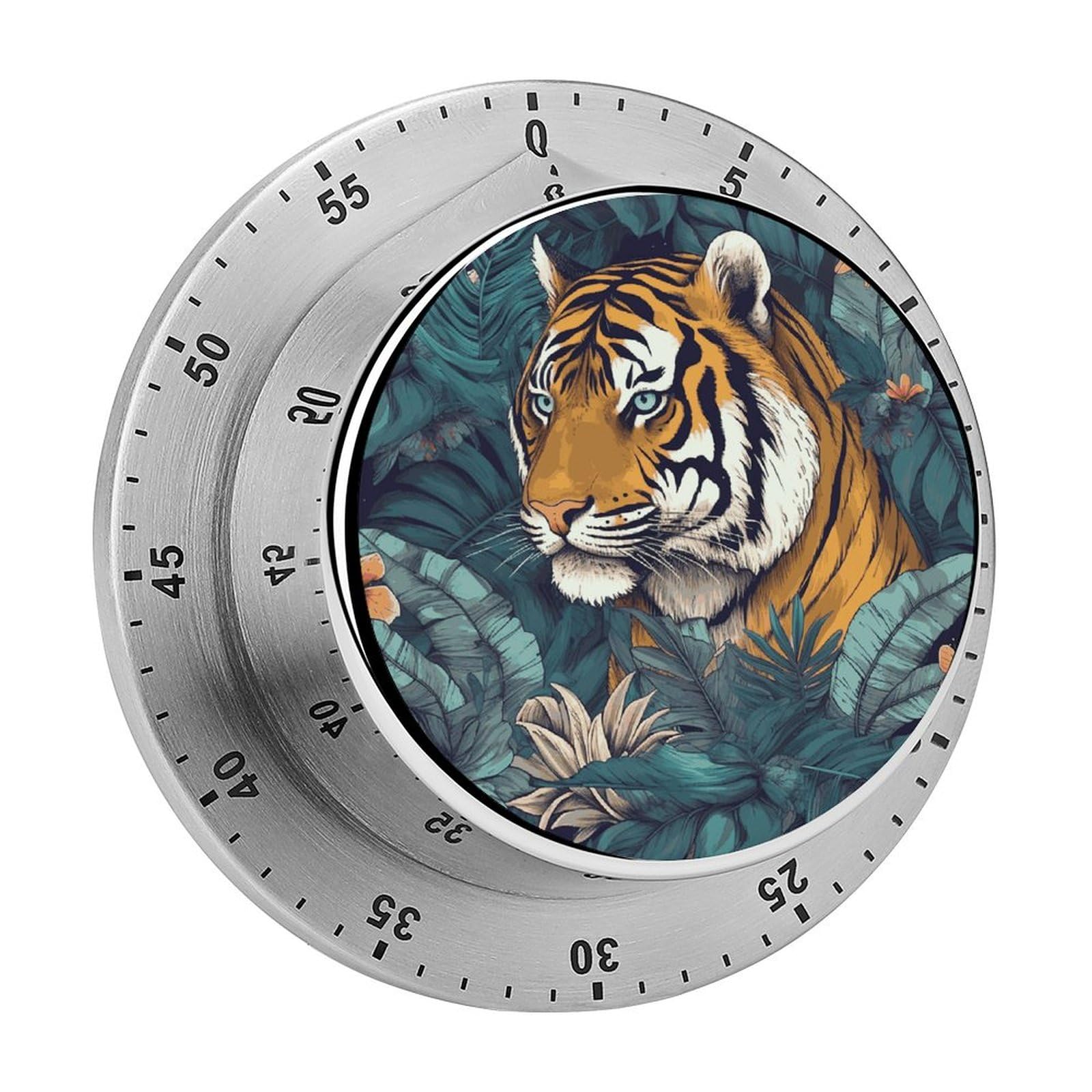 Tropical Tiger Manual Countdown Timer with Magnetic Base Visual Mechanical Timer for Classroom Home Study and Cooking