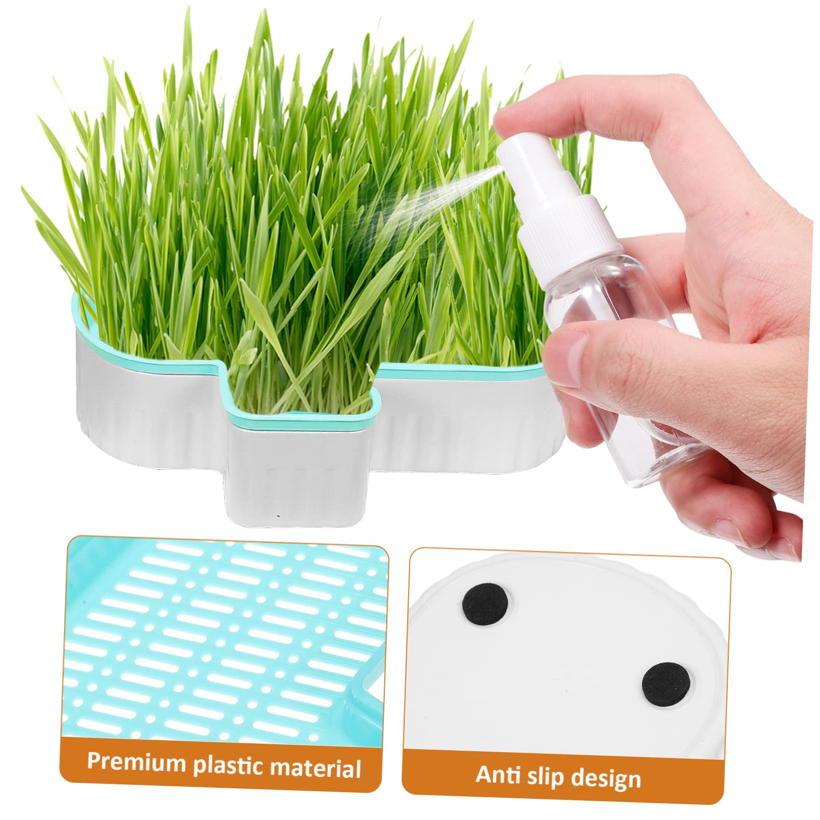 HEMOTON 3 pièces Boîte à Herbe à Chat Hydroponique sans Terre Plastique avec Pulvérisateur Transparent Plantation Intérieure et Extérieure