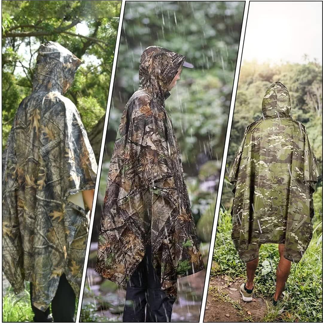 LOOGU Rain Poncho Waterproof Hooded Rain Coat Multi-Use Camo Shelter Ground Sheet for Hunting Camping Hiking - Image 8