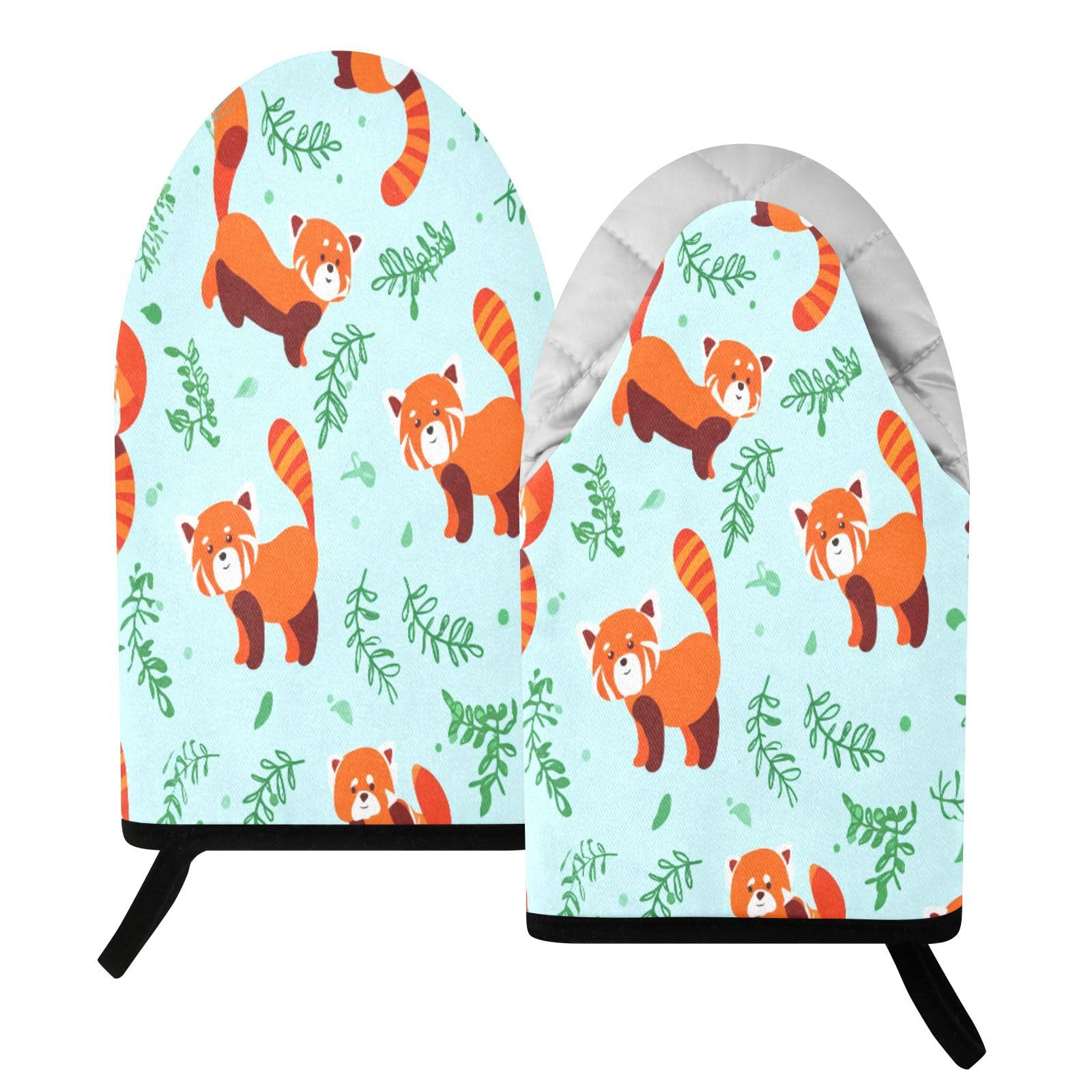 BURSTDDY Cartoon Raccoon Oven Mitt,Heat Resistant Kitchen Mitts for Cooking
