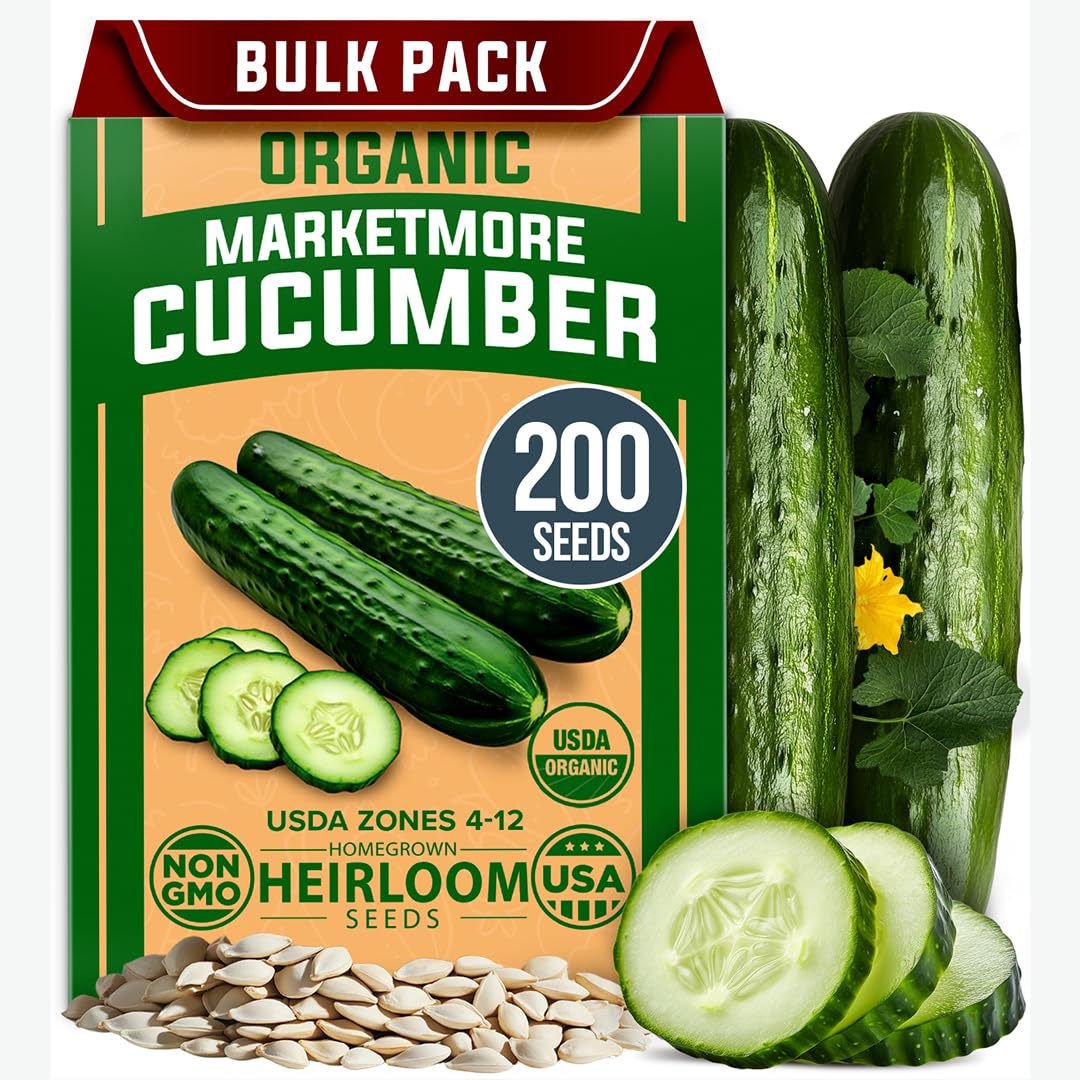 HOME GROWN Organic Marketmore Cucumber Seeds, 200+ Seeds, Cucumis sativus