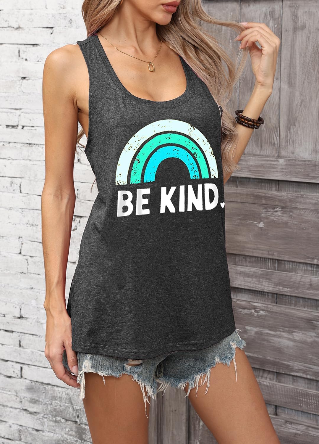 YEXIPO Womens Graphic Tank Tops Racerback Summer Tops Casual Loose Workout Tanks Beach Vacation Sleeveless Shirt Tank Top - Image 3