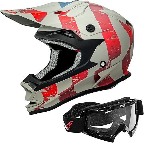 Miniatura 7 de VCAN VX38 - Casco para adultos, cuatrimoto, motocicleta, cuatrimoto, moto, cuesta abajo, con gafas aprobadas por DOT
