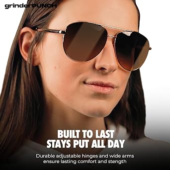 grinderPUNCH Big XL Wide Frame Extra Large Polarized Aviator Sunglasses for Big Heads Men Oversized