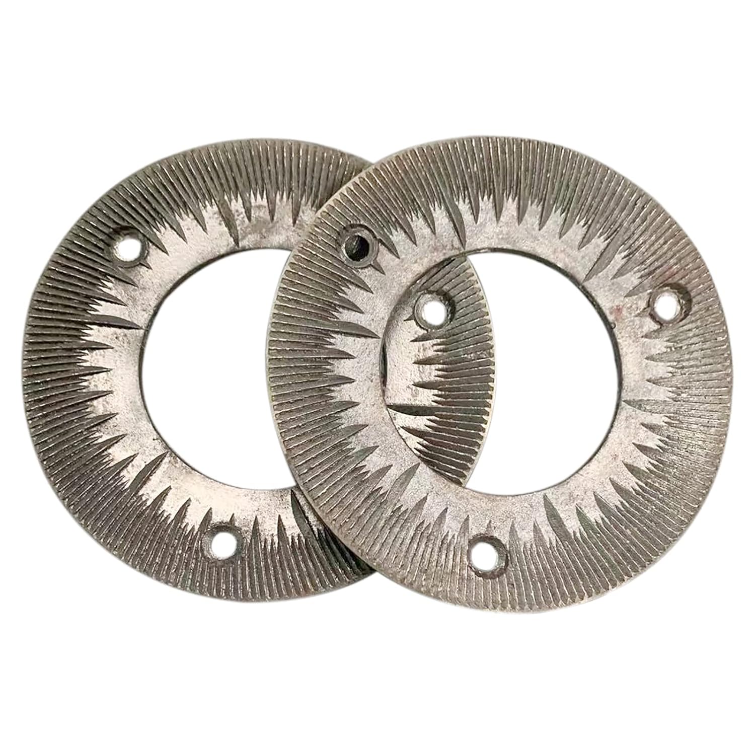 Grinding Discs 2-Pack, 150 Model Grinder Plates for Dry Grain, 8mm Thick Fine Cast Steel with 3-Hole Fixation and Precision Teeth, Replacement, for Rice, Soybean, Wheat Mill Machine