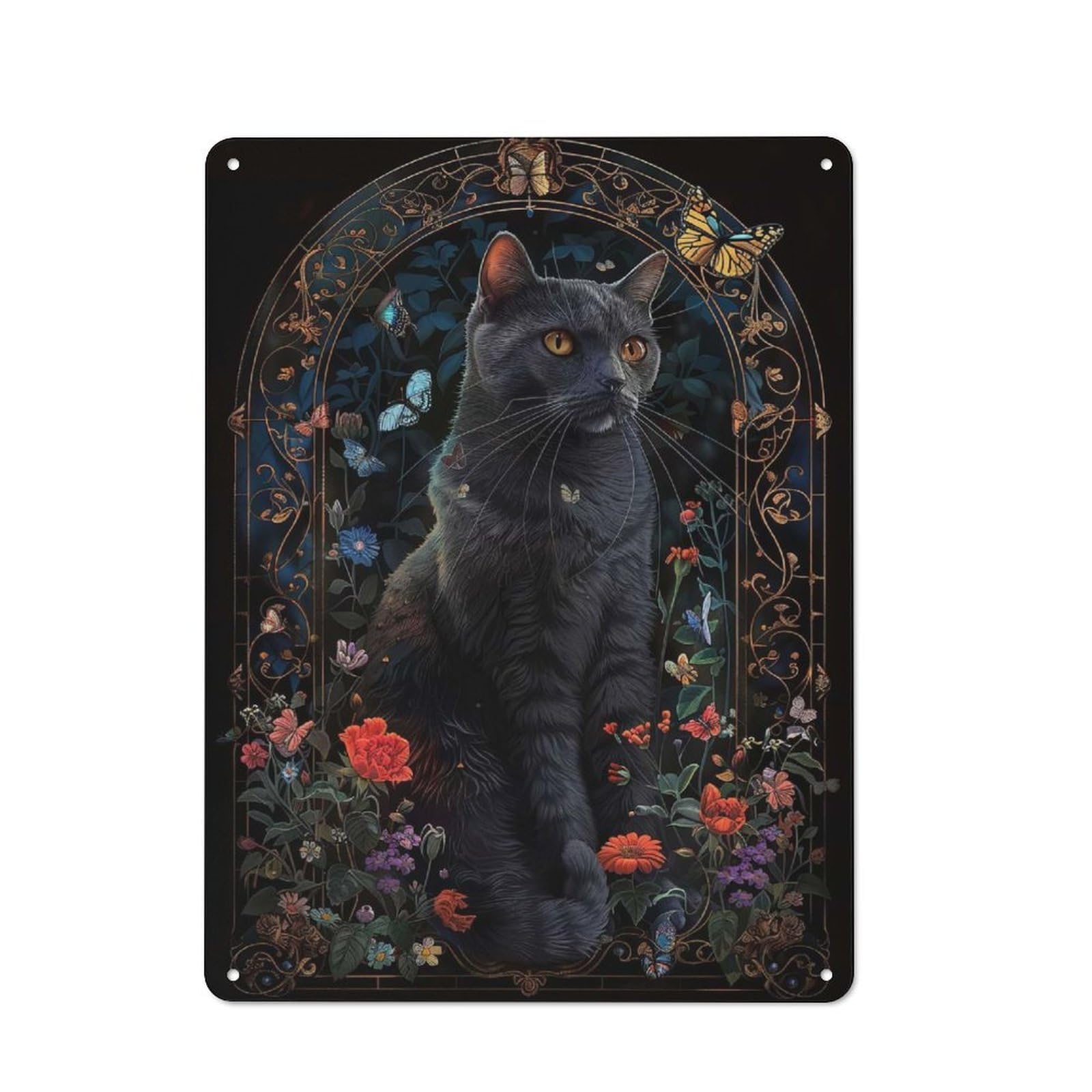 Junmoney Style-20 Tin Wall Plaque 40X30cm With Russian Blue For Guest Room Or Hallway, A Decorative Christmas Gift For Home Decor Collectors