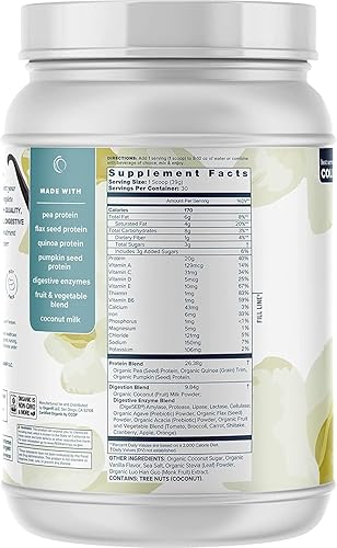 Miniatura 2 de Proteína completa sabor a chocolate, proteína orgánica vegana a base de plantas en polvo con enzimas - suministro para 30 días - Sin soja, lácteos o