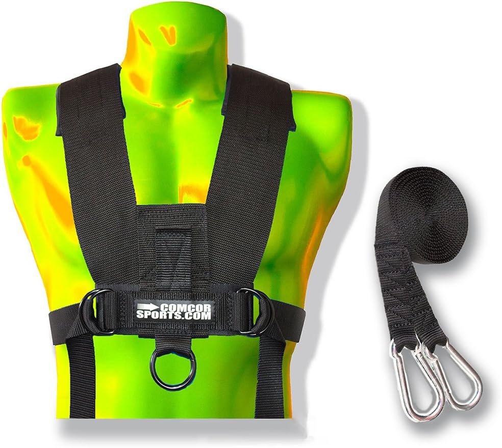 ComCor Sled Harness Vest w/Padded Shoulders & 9' Pull Strap - Made in USA - Free Returns