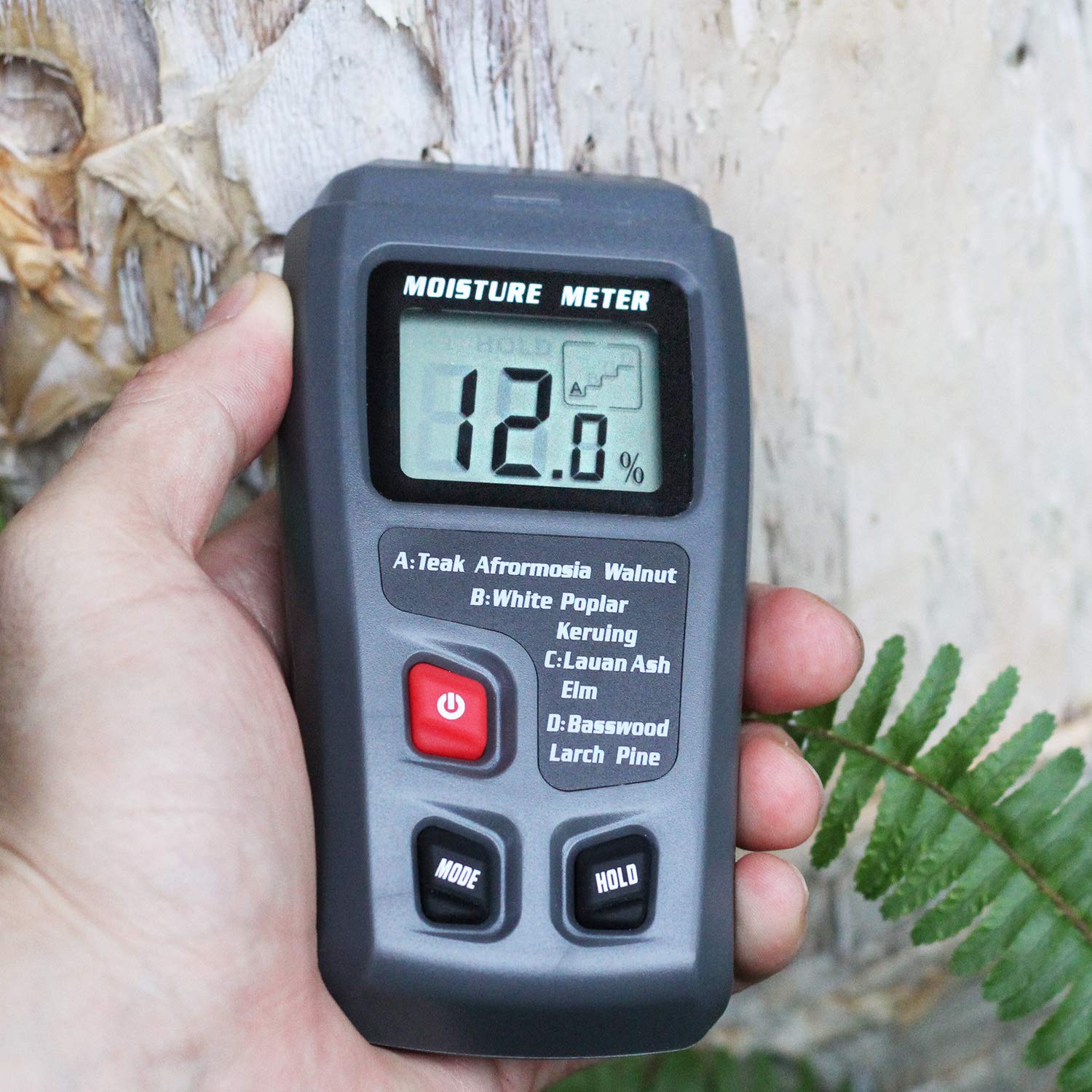 BSIDE Digital Wood Plastic Moisture Meter Handheld 2 Pins Timber Lumber Damp Humidity Detector Tester with Large LCD Display (Black) 3