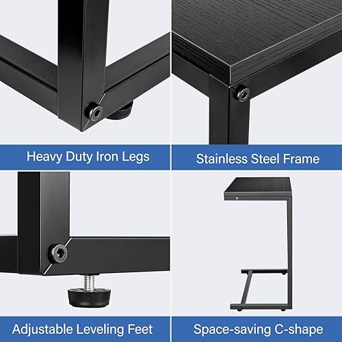 Miniatura 7 de YSSOA Mesa lateral para sofá con superficie de madera dura, 13.75 pulgadas de profundidad x 21.75 pulgadas de ancho x 27 pulgadas de alto, color