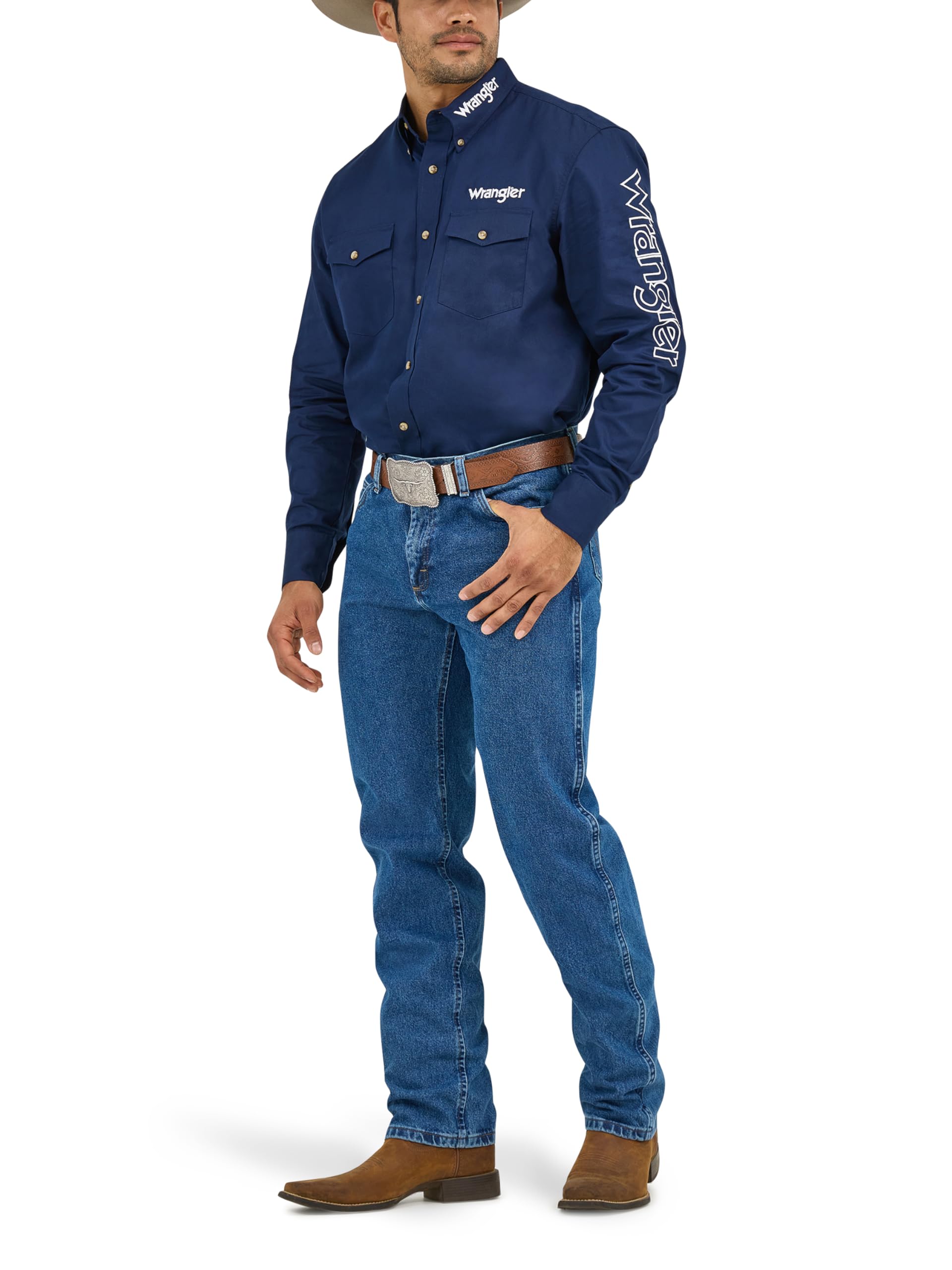 Wrangler Koszula na guziki Mężczyźni Men's Logo Two Pocket Sleeve Shirt (1 w zestawie)