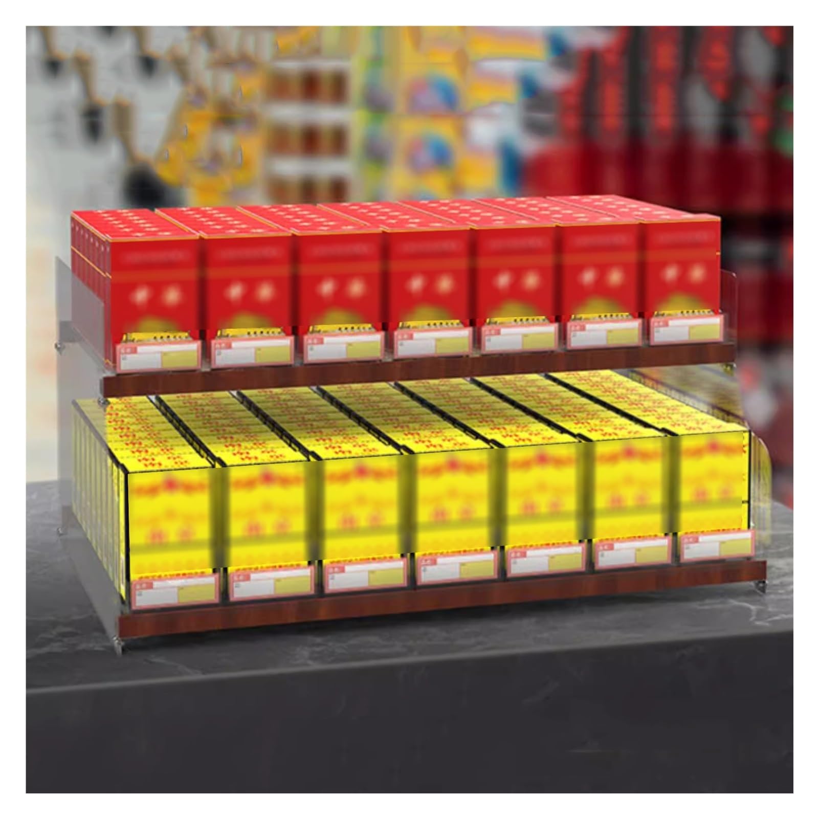 Support à cigarettes mural transparent avec poussoir automatique pour rangement de comptoir