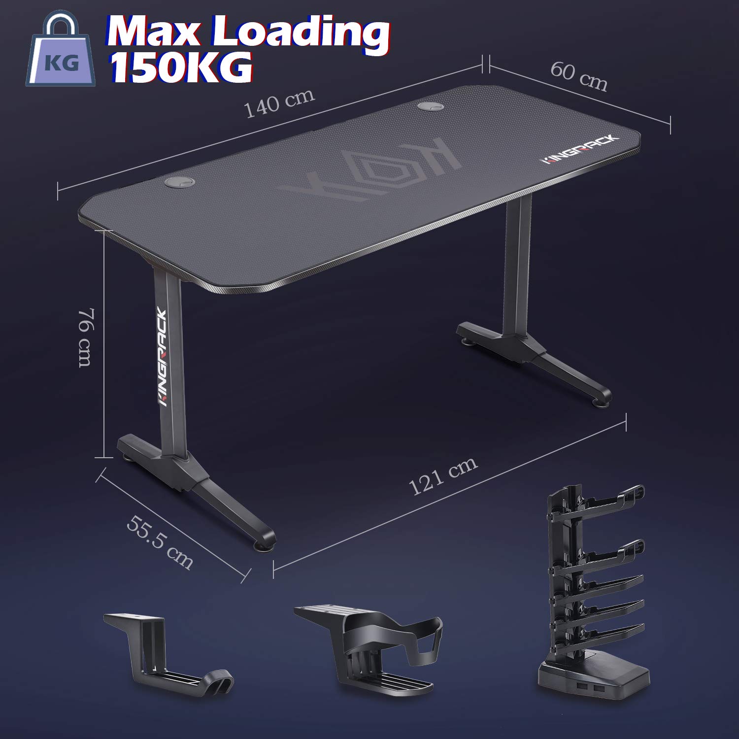 Buy Kingrack 140 CM TShaped Gaming Desk,Gaming PC Desk, Large Gamer