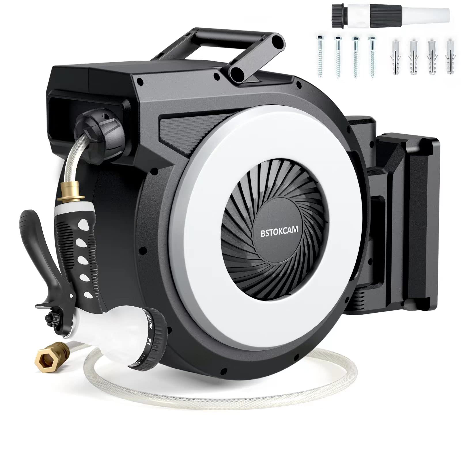 Buy Heavy Duty Retractable Garden Hose Reel by BSTOKCAM, 90 ft Wall