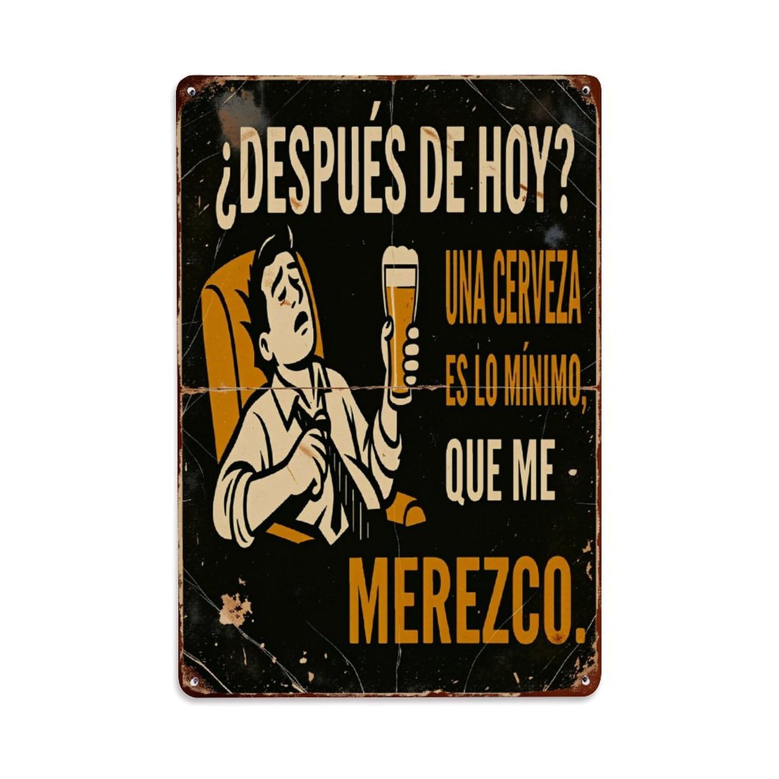 Jdfenggu Vintage Man Holding Beer Glass Retro Metal Tin Sign, Decor Art Poster For Bar, Home, Man Cave, Kitchen, Laundry Room Gift 8X12inch