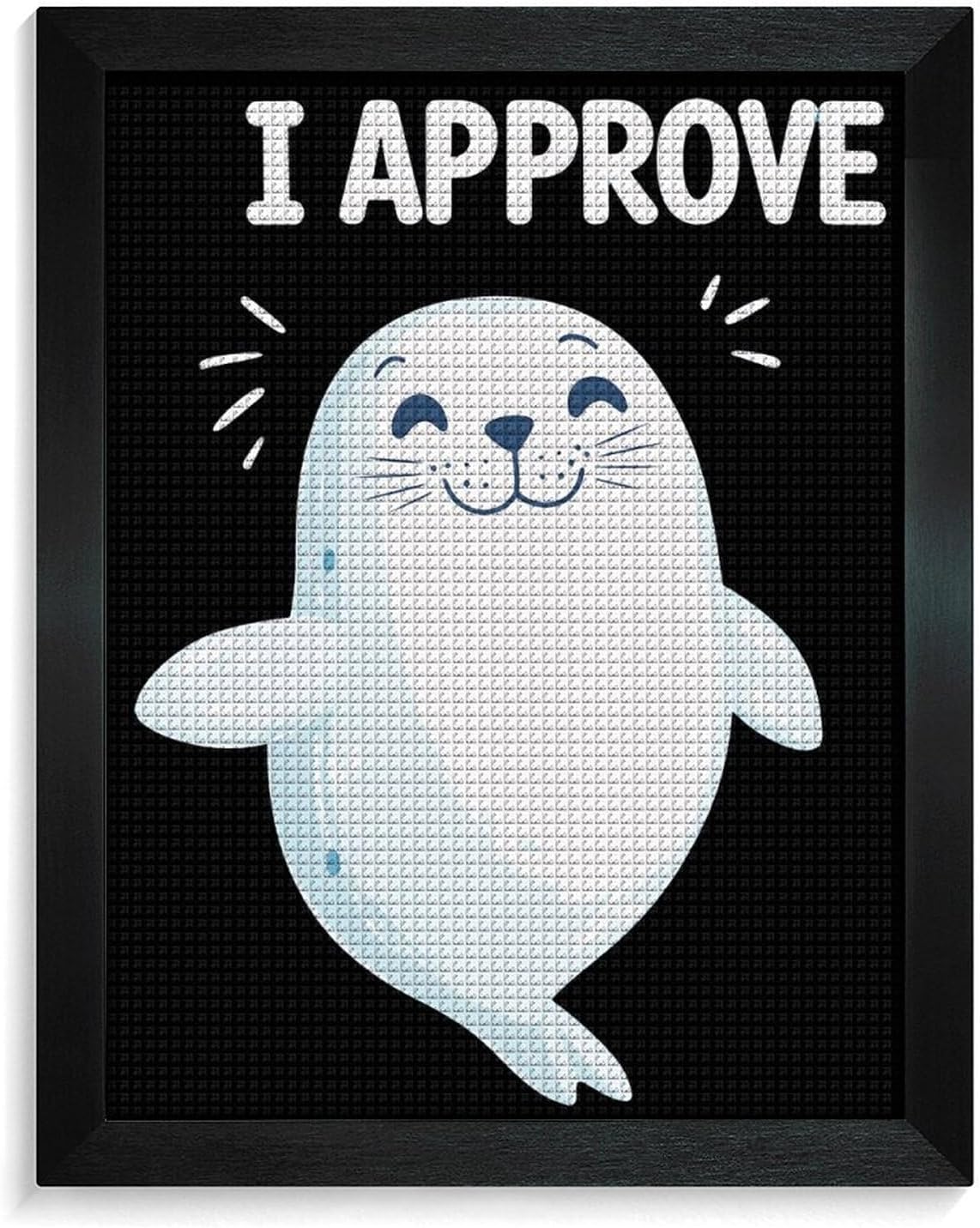 Seal of Approval Diamond 5D Painting Kits with Frame DIY Full Round Drill Gem Art Crafts for Home Wall Decor 16 X 20in Blackwood 40 * 50cm