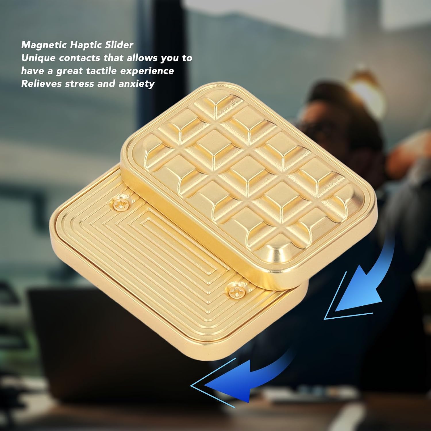 VBESTLIFE Metal Magnetic Haptic Slider Toy, Relieves Stress & Anxiety, Quit Nail Biting, Portable, Suitable for Home Office Travel (Gold)