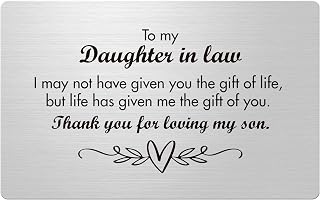 Aelciyue Daughter-in-law Gifts from Mother-in-law - Christmas Birthday Valentines Mothers Day Wedding Gifts for Daughter-in-law Bride Gift from Mother In Law Silver Engraving Wallet Greeting Card