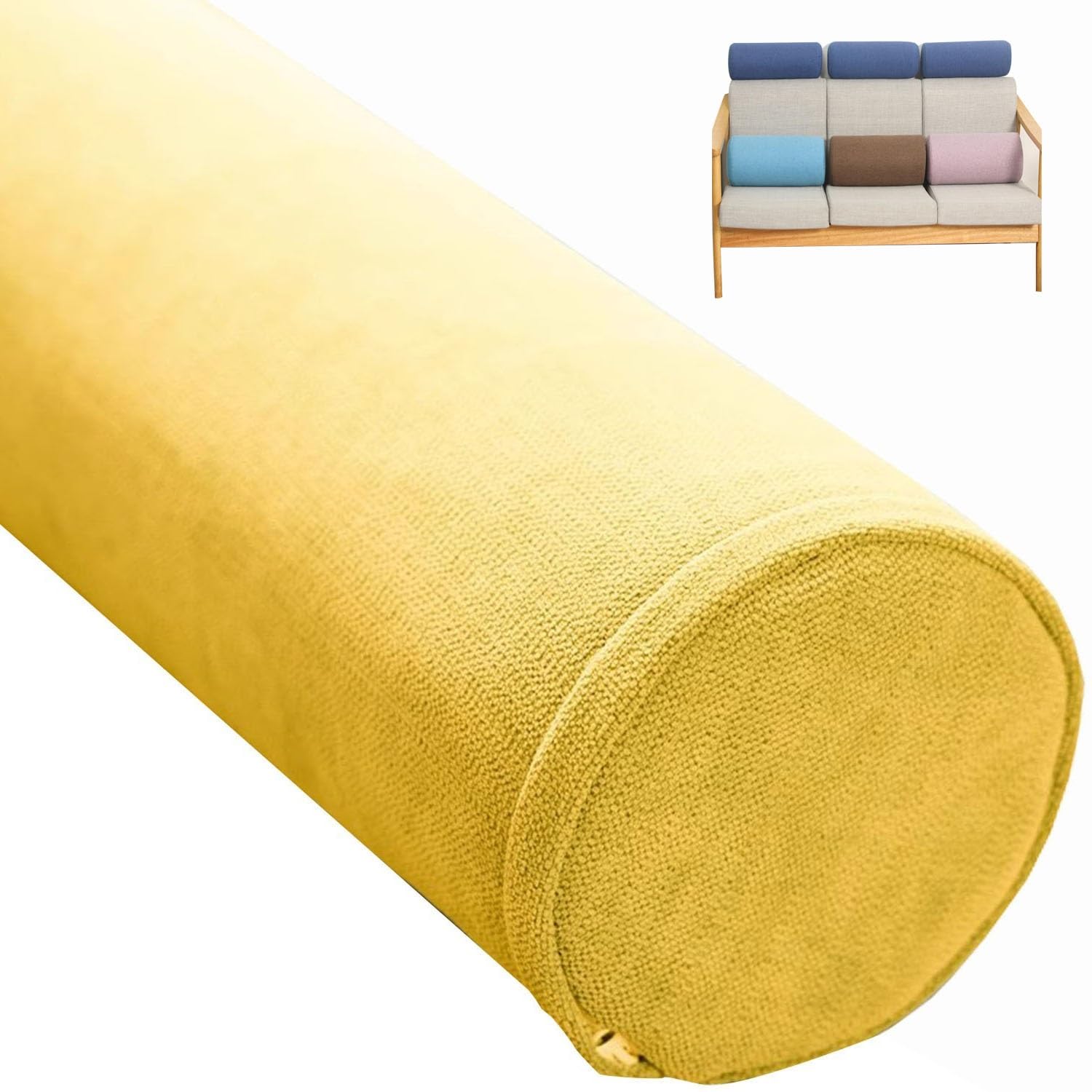 Halswirbelstützkissen, zylinderförmig, Yoga-Kissen zur Nackenentlastung, abnehmbar, für Auto, Sofa und Bett, bequemes Schlauchkissen für Schlaf und Entspannung (B15, 20 x 60 cm)