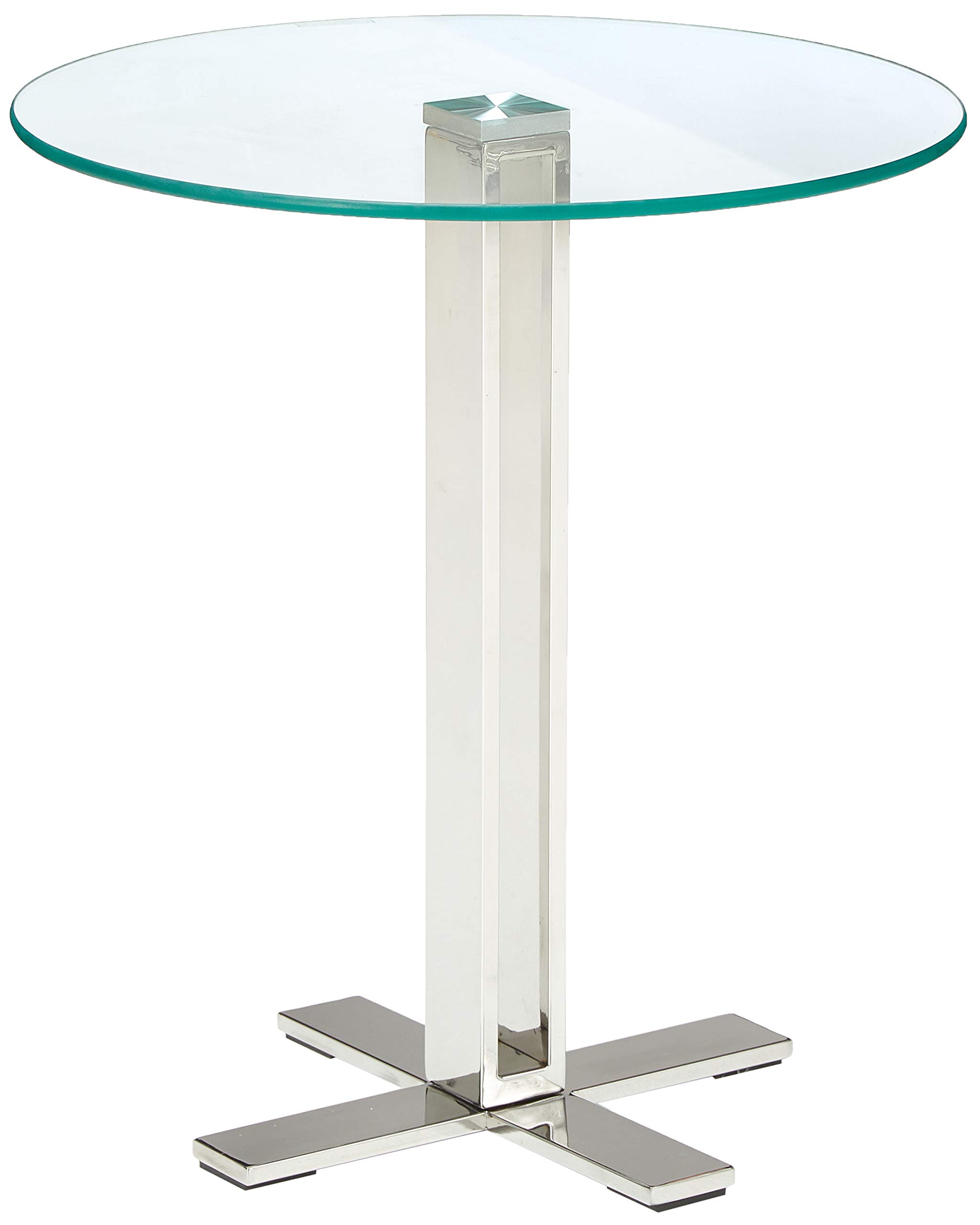 Cortesi Home Solen Round Clear Glass End Table with Chrome Base