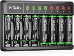 HiQuick 8 Bay Smart AA AAA Chargeur de batterie avec 4AA 2800mAh & 4AAA 1100mAh Batteries rechargeables, chargeur de batterie domestique rapide pour NiMH NiCD Remboursé AA AAA Piles