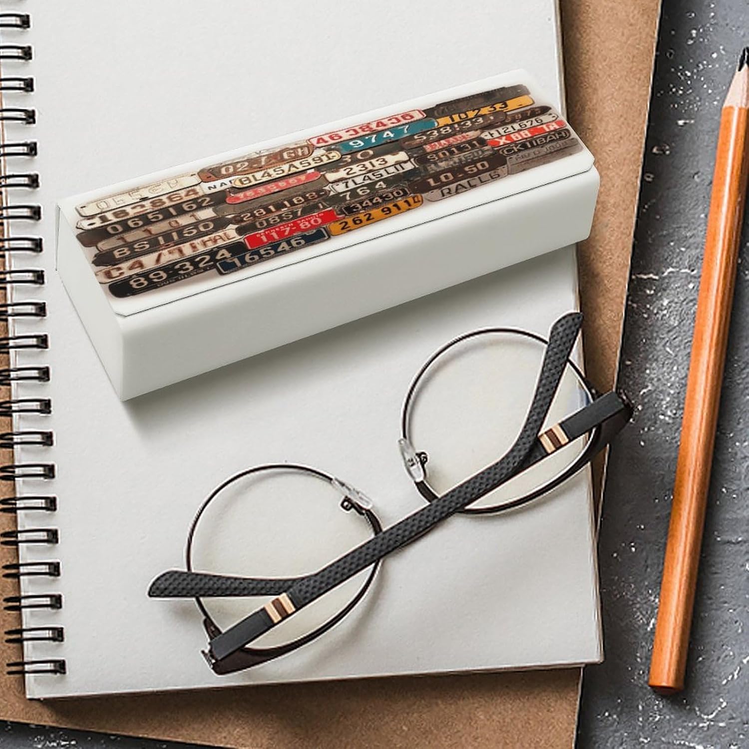 Leather Hard Shell Glasses Case, Portable Travel Sunglasses Case image 4