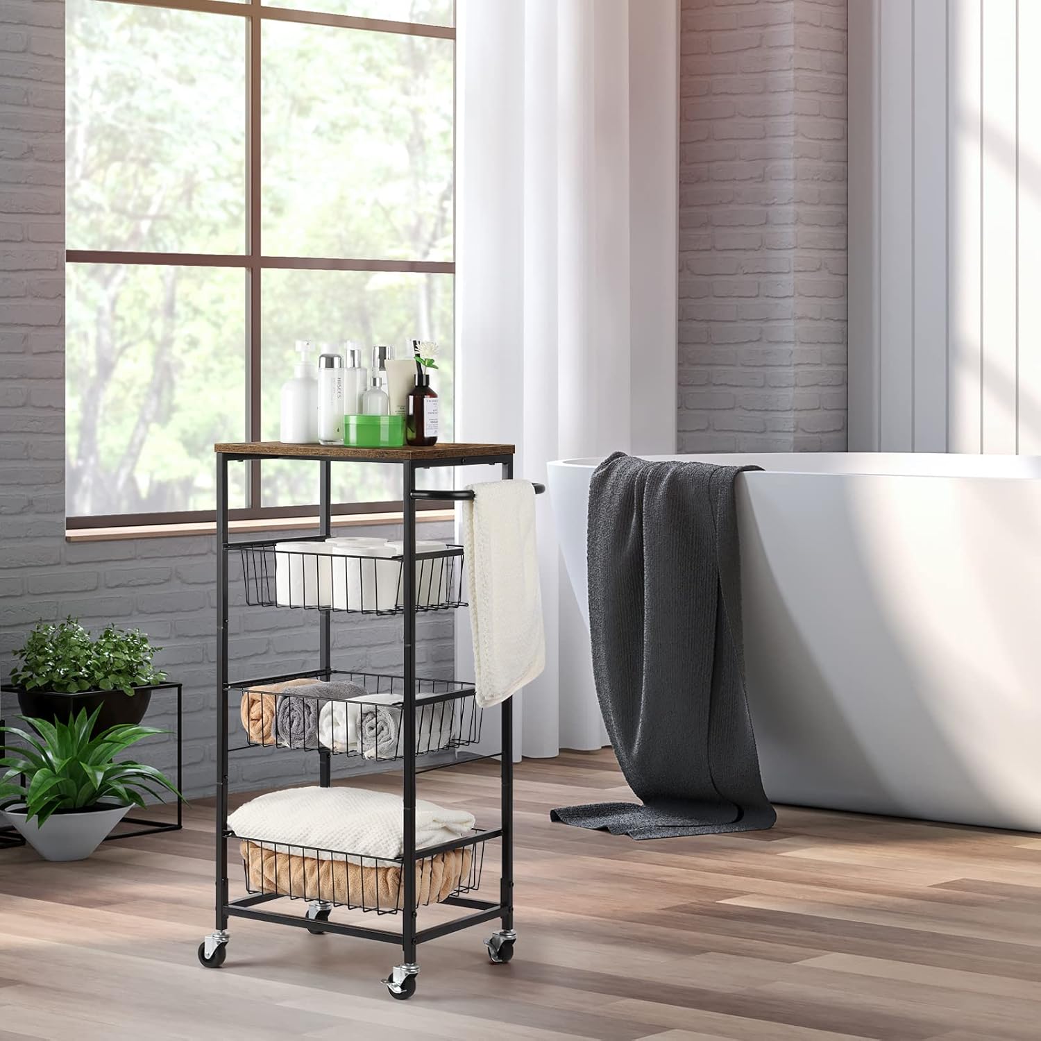 Buy Kitchen Cart on Wheels 4 Tier Metal Moveable Kitchen Cart with